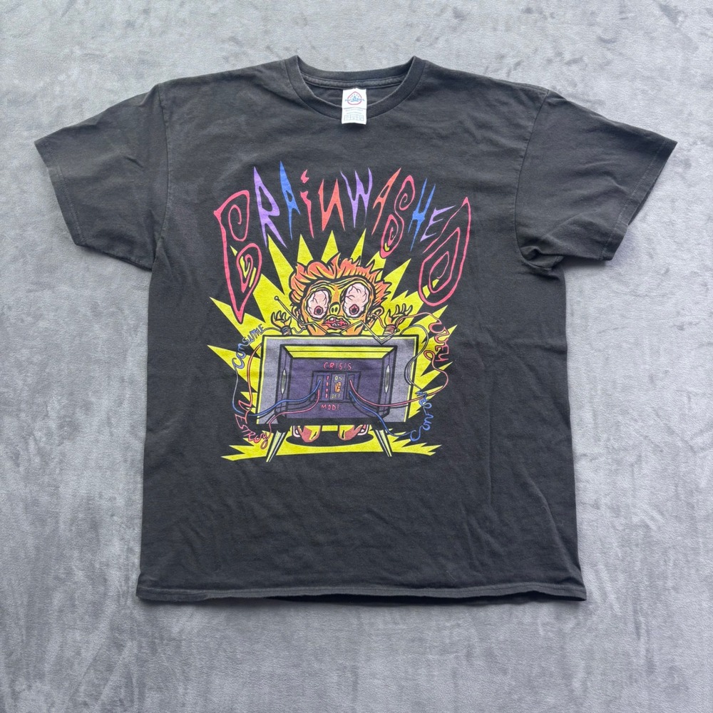 VTG Delta Pro Weight Brainwashed Graphic Tee Black Large Short Sleeve T-Shirt